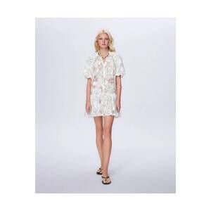 NEW THEO THE LABEL ourania puff sleeve shirtdress in ivory